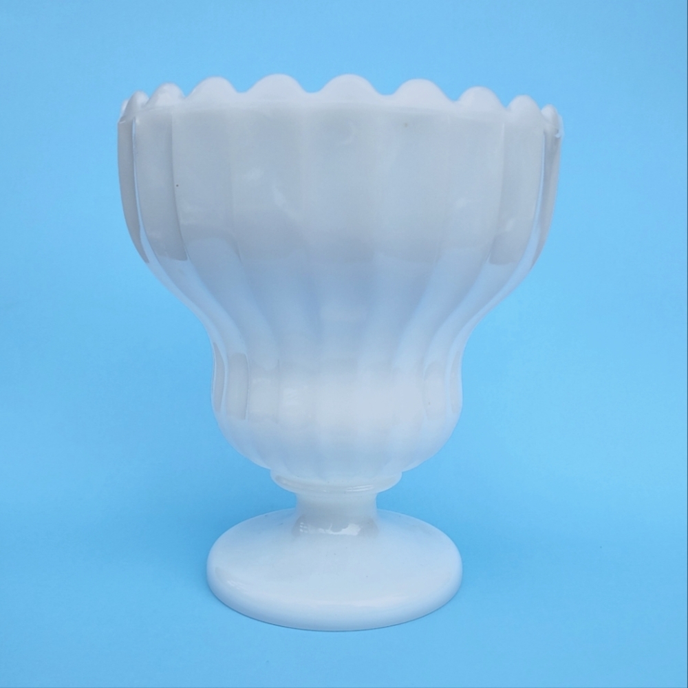 Vintage Milk Glass Pedestal Bowl
